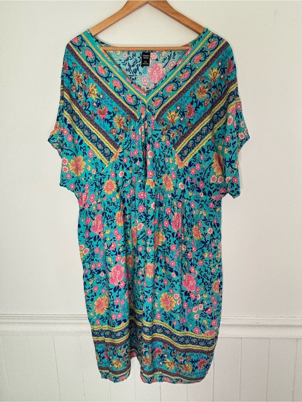 Emery Rose Women's Floral Dress Size 2X Bohemian Beach Coastal *D16
